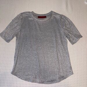 Gray Short Sleeve Top with Pearls